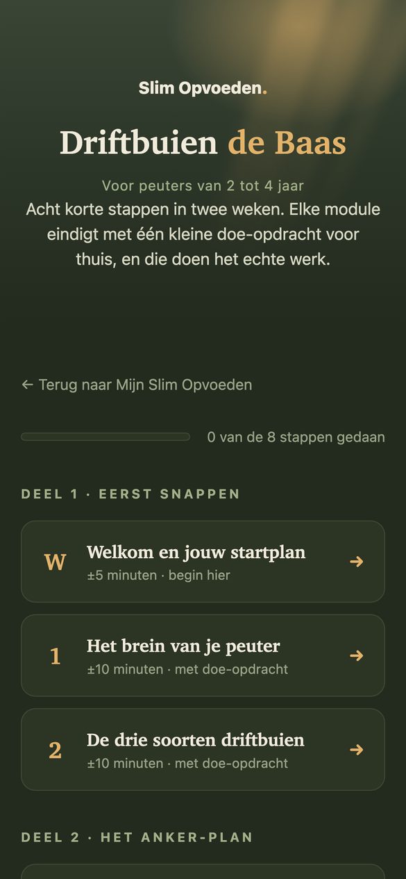 De acht stappen van een cursus met een voortgangsbalk